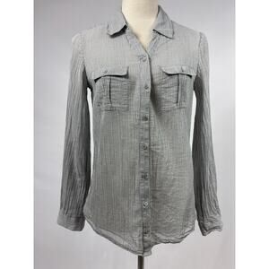 Joie Cherina Button Down Grey White Gingham Size Small Lightweight Pockets